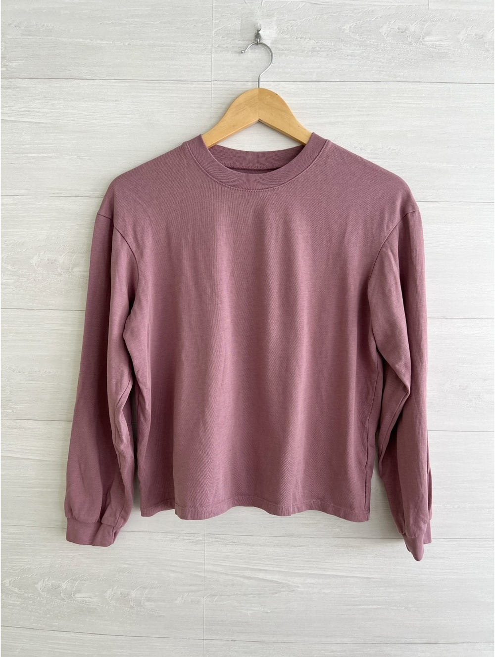Madewell Women XS Mauve Purple Supima Cotton Long Sleeve Crew Neck Tee NC614